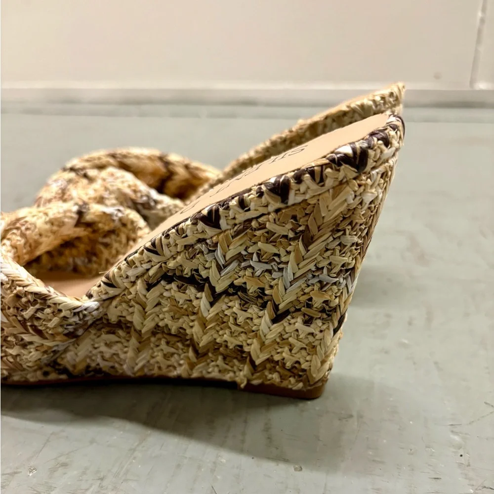 Anthropologie Katia Raffia Slip On Wedges Size 41 / 10 Multi Woven Sandals
